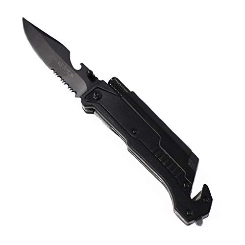 Wartech YC-S-9045-BK Spring Assisted 5 in 1 Pocket Knife, 8.5″ , Black